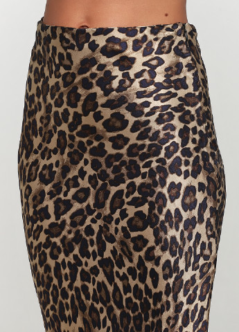 Коричневая кэжуал леопардовая юбка H&M годе