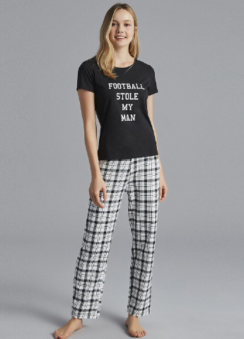 Черно-белая всесезон пижама (футболка, брюки) Penti