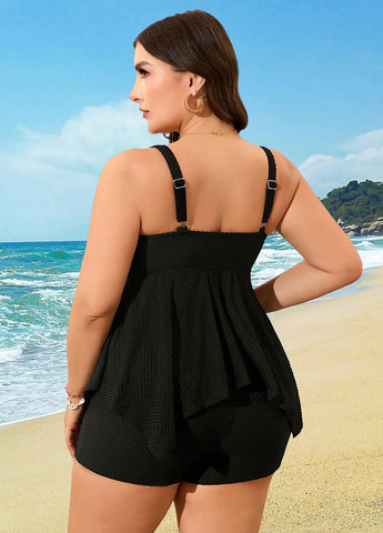 Черный летний купальник (майка, трусики) танкини SHEIN