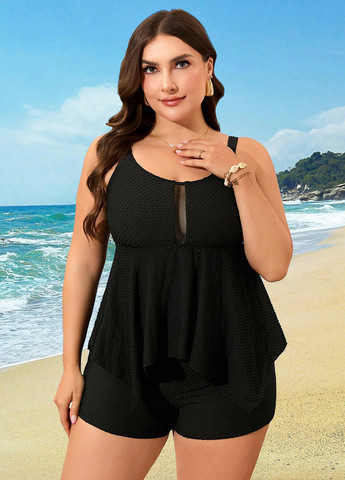 Черный летний купальник (майка, трусики) танкини SHEIN