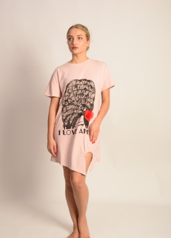 Розовое кэжуал платье платье-футболка Monte Cervino с рисунком