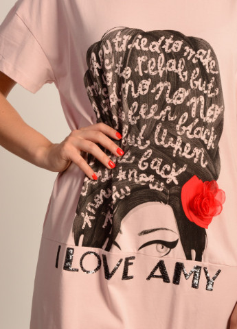 Розовое кэжуал платье платье-футболка Monte Cervino с рисунком