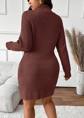 Коричневое кэжуал платье платье-свитер SHEIN меланжевое