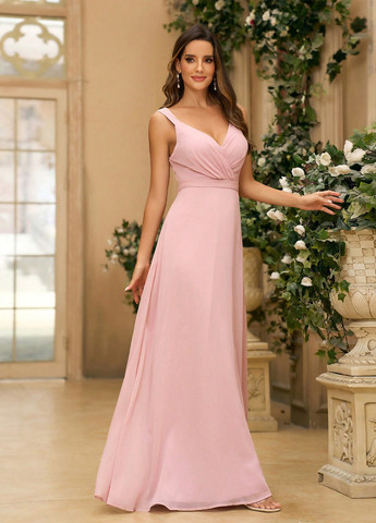 Світло-рожева вечірня сукня а-силует SHEIN однотонна