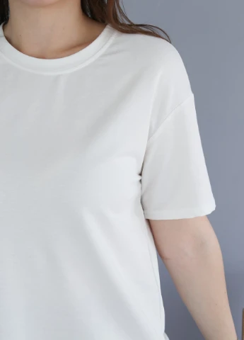 Футболка женская белая с серым прямая JEANSclub Свободная - (253270101)
