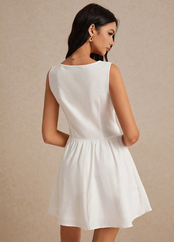 Білий святковий, кежуал сукня кльош, з корсетом, з відкритими плечима SHEIN однотонна