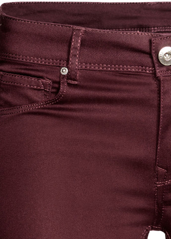 Джинси H&M скінні однотонні бордові джинсові поліестер, бавовна