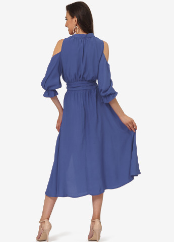 Синя кежуал плаття, сукня з відкритими плечима Lila Kass однотонна