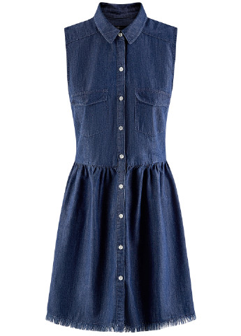 Темно-синя джинсова сукня коротка Oodji однотонна