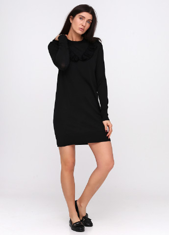 Черное кэжуал платье платье-свитер Care Label однотонное