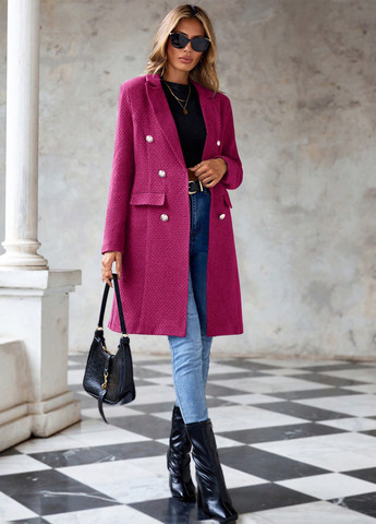 Фуксиновое демисезонное Пальто двубортное SHEIN