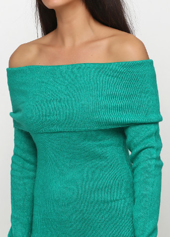Зеленое кэжуал платье с открытыми плечами H&M однотонное