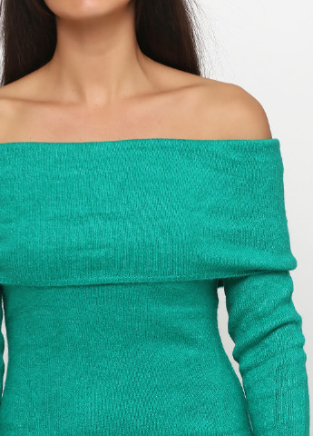 Зеленое кэжуал платье с открытыми плечами H&M однотонное