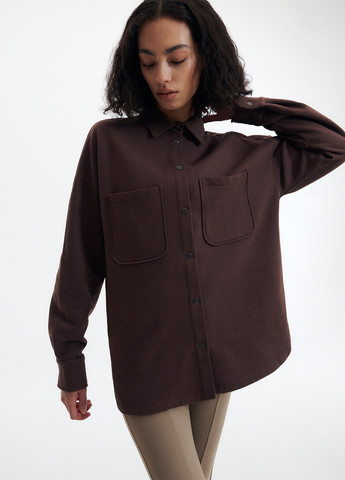 Темно-коричневая кэжуал рубашка однотонная Reserved