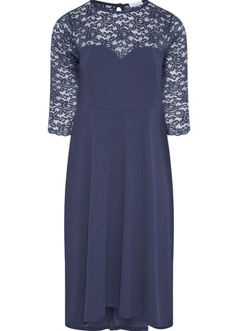 Темно-синя коктейльна сукня з спідницею-сонце SHEIN однотонна