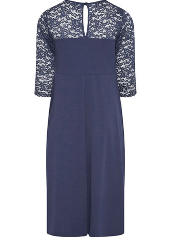 Темно-синя коктейльна сукня з спідницею-сонце SHEIN однотонна