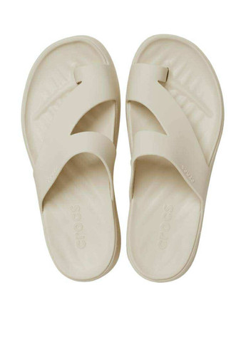 Бежевые пляжные, кэжуал вьетнамки Crocs с логотипом