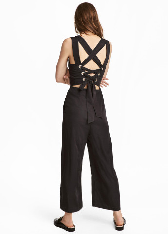 Комбінезон H&M комбинезон-брюки однотонный чёрный кэжуал вискоза