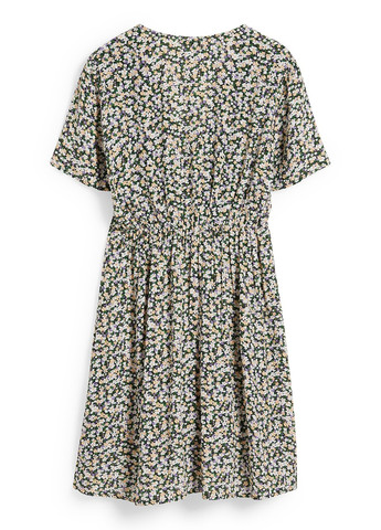 Черное кэжуал платье клеш C&A с цветочным принтом