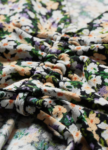 Черное кэжуал платье клеш C&A с цветочным принтом