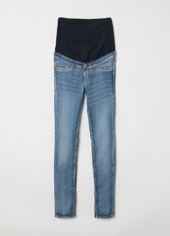 Джинси для вагітних H&M скінні, завужені однотонні світло-сині джинсові бавовна