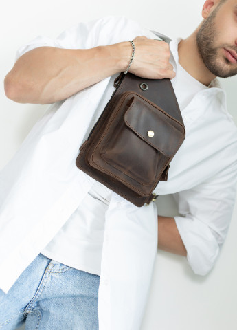 Мужская сумка-кобура черного цвета из натуральной винтажной кожи Boorbon (253412635)