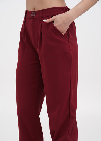 Бордовые кэжуал демисезонные укороченные брюки Terranova