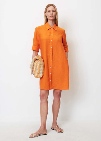 Оранжевое кэжуал платье рубашка Marc O'Polo однотонное