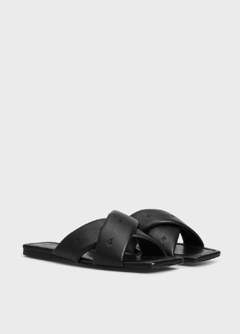 Черные кэжуал женские шлепанцы PRPY на низком каблуке с вышивкой
