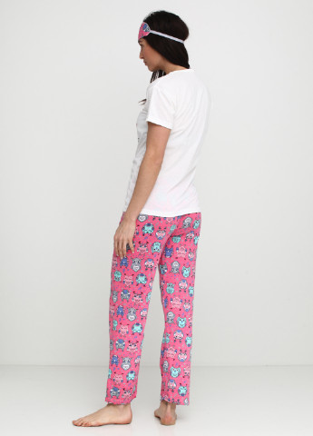 Малиновый демисезонный комплект (футболка, брюки, маска для сна) Rinda Pijama