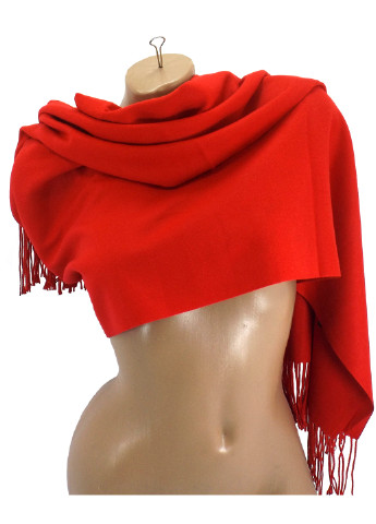 Женский кашемировый шарф Красный LuxWear S47008 однотонный красный кэжуал акрил, вискоза, кашемир