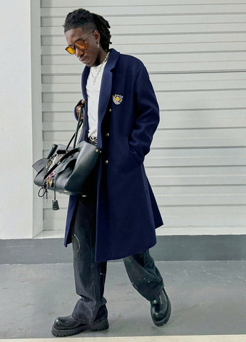 Індиго демісезонне Пальто двобортне SHEIN