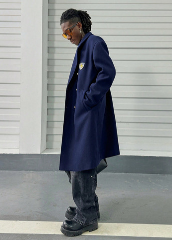 Індиго демісезонне Пальто двобортне SHEIN