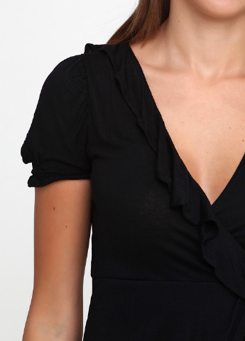Черное кэжуал платье на запах Zara однотонное