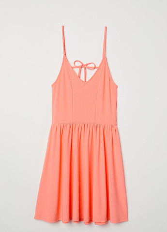 Оранжевое кэжуал трикотажное платье без рукавов H&M однотонное