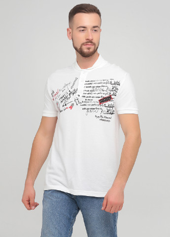 Белая футболка-поло для мужчин Desigual с надписью
