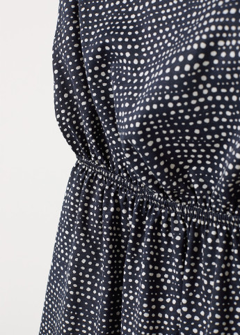 Темно-синее кэжуал платье клеш H&M в горошек