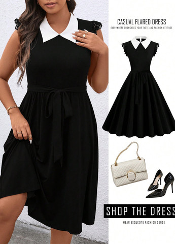 Чорна кежуал сукня кльош SHEIN однотонна