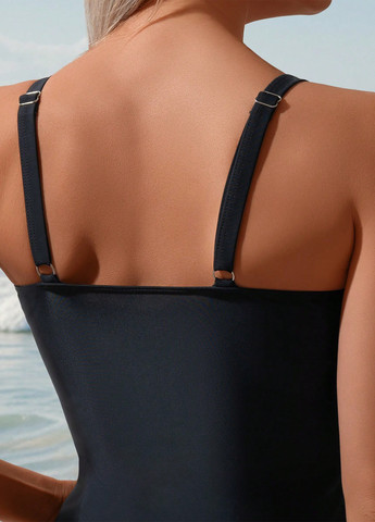 Черный летний купальник (лиф, трусики) раздельный, танкини SHEIN