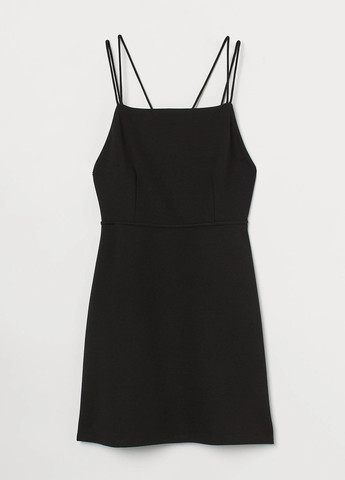 Черное кэжуал платье с открытой спиной H&M однотонное