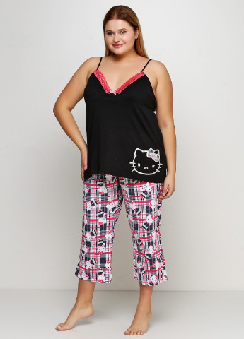 Черная всесезон пижама (майка, шорты) Hello Kitty