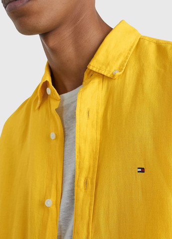 Желтая кэжуал рубашка с логотипом Tommy Hilfiger