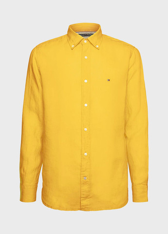 Желтая кэжуал рубашка с логотипом Tommy Hilfiger