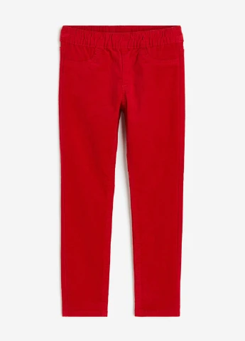 Красные джинсовые демисезонные зауженные брюки H&M