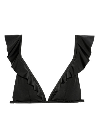 Купальный лиф H&M халтер однотонный чёрный пляжный полиамид, трикотаж