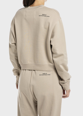 Бежевий світшот Replay логотип без декору (315018101)