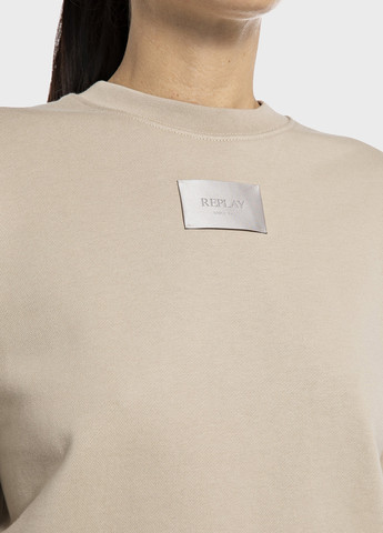 Бежевий світшот Replay логотип без декору (315018101)