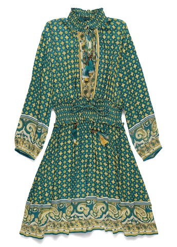 Зеленое кэжуал платье Derhy с орнаментом