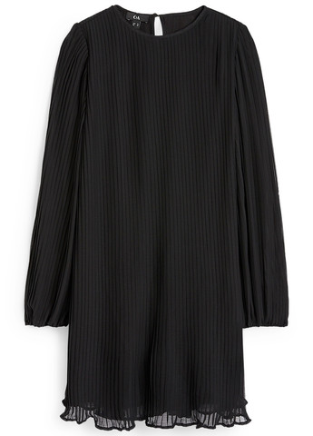 Черное кэжуал платье плиссированное C&A однотонное