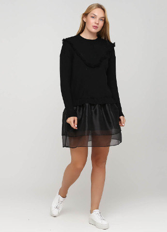 Черное кэжуал платье платье-свитер Made in Italy однотонное
